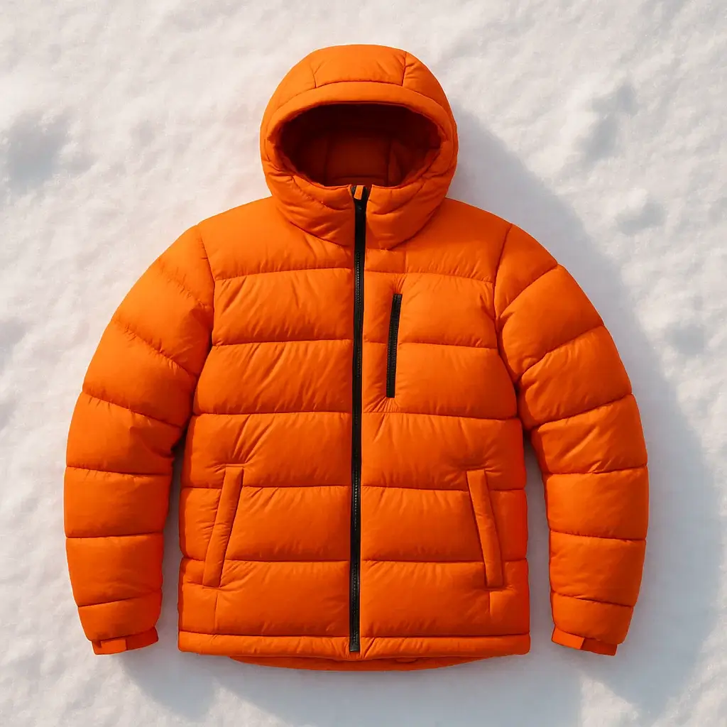 Insulated winter jacket on snow