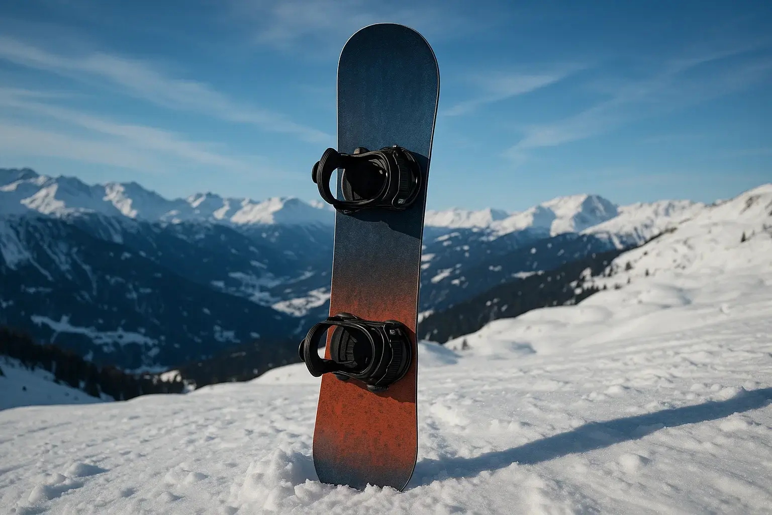 Freestyle snowboard on slope