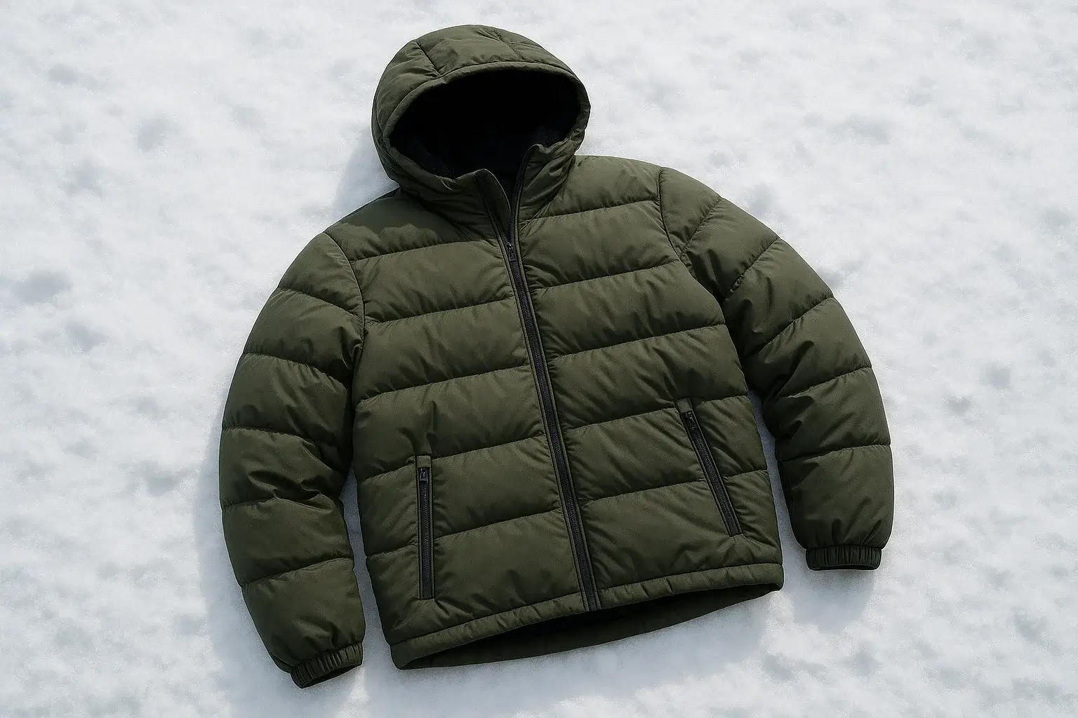 Insulated winter jacket in snow