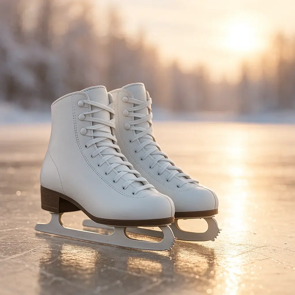 Classic figure skates on ice
